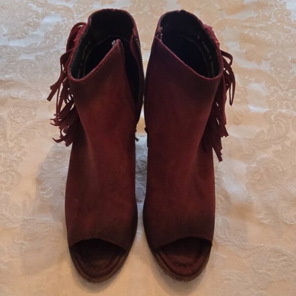 Women's Liberty Black Rojo Concho Fringe Peep Toe Booties - Picture 3 of 11